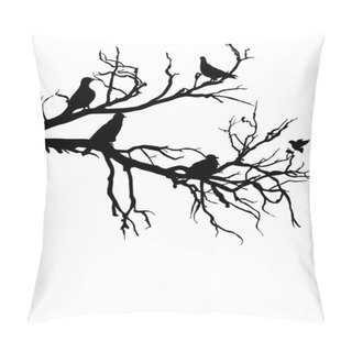 Personality  Shapes Of Birds On A Tree Branch Pillow Covers