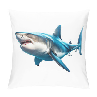 Personality  Great White Shark Isolated On White Background Pillow Covers