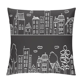 Personality  Illustration Of Houses And Buildings - Seamless Pattern Pillow Covers