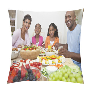 Personality  African American Parents Children Family Eating At Dining Table Pillow Covers