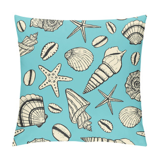 Personality  Marine Seamless Pattern With Seashell. Summer Time, Sea, Underwater, Sea Shells Pillow Covers