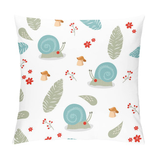 Personality  Seamless Background With Funny Snails  Pillow Covers