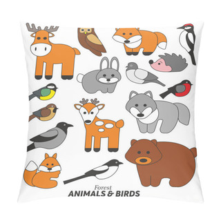 Personality  Forest Animals And Birds Vector Collection Pillow Covers