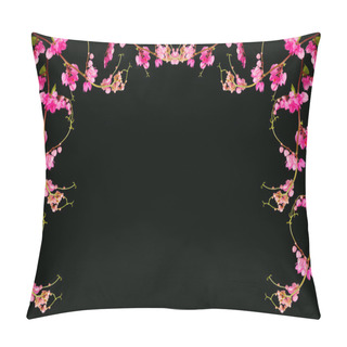 Personality  Pink Flower On A Black Background. (Coral Vine, Mexican Creeper, Pillow Covers