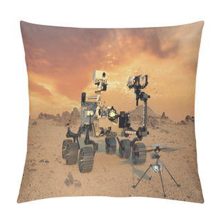 Personality  Perseverance - A Planetary Rover Of The NASA Mars 2020 Mission And Mars Helicopter, Ingenuity, The Purpose Of Which Is To Explore The Martian Jezero Crater..Elements Of This Image Furnished By NASA. Pillow Covers
