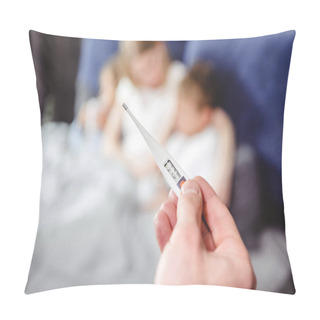 Personality  Thermometer In Male Hand Pillow Covers