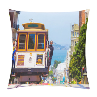 Personality  San Francisco Bay Coming Cable Car Front Close H Pillow Covers