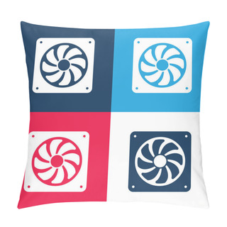 Personality  Big Electric Fan Blue And Red Four Color Minimal Icon Set Pillow Covers