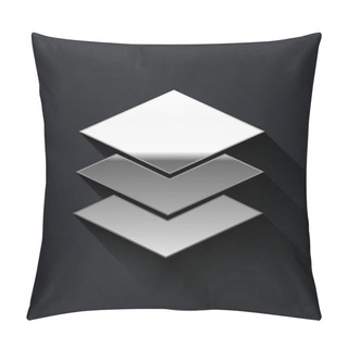 Personality  Silver Layers Clothing Textile Icon Isolated On Black Background. Element Of Fabric Features. Long Shadow Style. Vector Illustration Pillow Covers