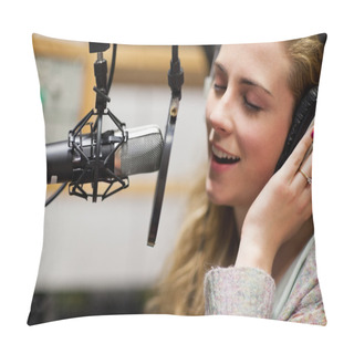 Personality  Close Up Of A Singer Recording A Track Pillow Covers