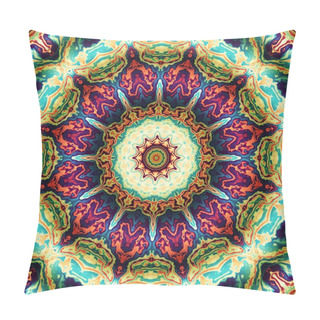 Personality  Abstract Digital Fractal Pattern. Round Mandala Decorative Ornament Pattern. Pillow Covers