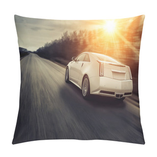Personality  Car Drive Speed Fast On The Road At Sunset Cadillac Pillow Covers