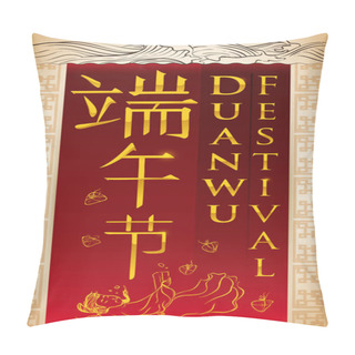 Personality  Promotional Design For Duanwu Festival With The Legend Of Qu Yuan, Vector Illustration Pillow Covers