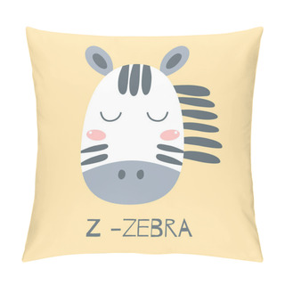 Personality  Cute Zebra Face. Simple Kids Safari Animal Head Icon For Baby Nursery Wall Art. Kids Zebra Print African Animal Illustration Poster, T-shirt, Kids Apparel, Invitation Simple Scandinavian Child Design. Pillow Covers
