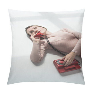Personality  Girl With Vintage Rotary Telephone  Pillow Covers