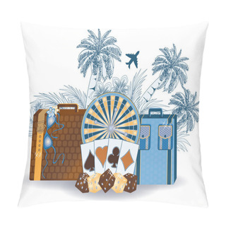 Personality  Travel Tropical Casino Background, Vector Illustration Pillow Covers
