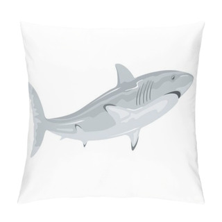Personality  Great White Shark Is Toothed Predatory Animal Having Grey Dorsal Area And Robust, Large, Conical Snout. Pillow Covers