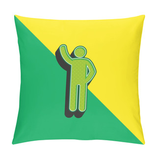 Personality  Arm Up Green And Yellow Modern 3d Vector Icon Logo Pillow Covers