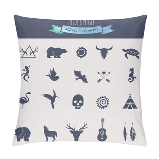 Personality  Collection Of Bohemian, Tribal Objects, Elements And Icons Pillow Covers