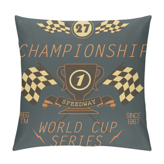 Personality  T-shirt Printing Design, Typography Graphics, Speedway Championship Word Cup Series Vector Illustration Badge Applique Label Pillow Covers