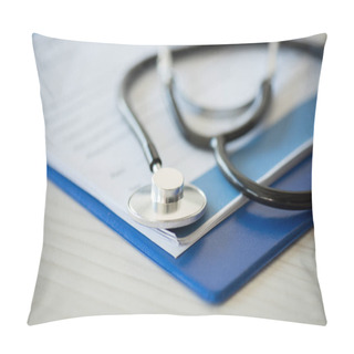 Personality  Stethoscope And Clipboard With Diagnosis Pillow Covers