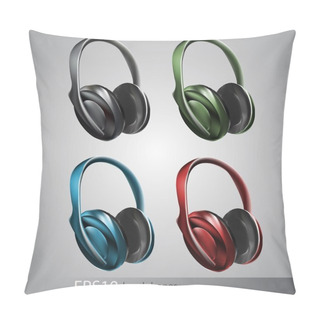 Personality  Headphones Icon Set.Vector Pillow Covers
