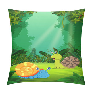 Personality  Snail In The Clear And Green Forest Pillow Covers