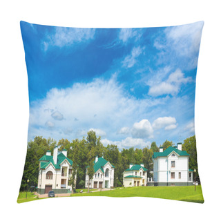 Personality  Beautiful Cottages Under Blue Sky Pillow Covers