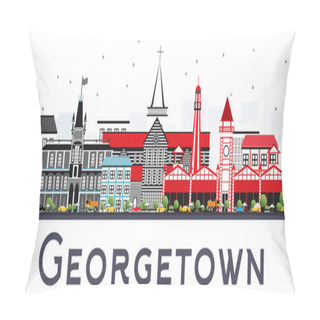 Personality  Georgetown Guyana City Skyline With Gray Buildings Isolated On White. Vector Illustration. Business Travel And Tourism Concept With Modern Architecture. Georgetown Cityscape With Landmarks. Pillow Covers