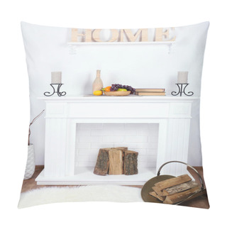 Personality  Fireplace With Beautiful Decorations Pillow Covers
