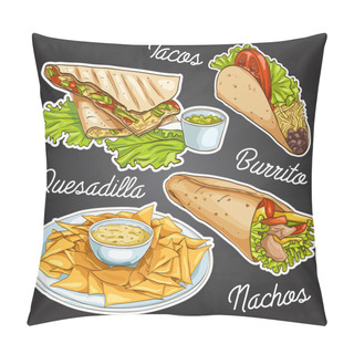 Personality  Mexican Food On A Black Board Pillow Covers