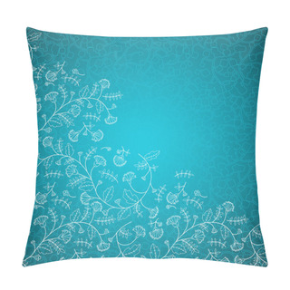 Personality  White Contour Cornflowers On Turquoise Background Pillow Covers
