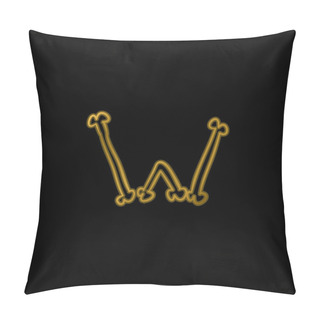 Personality  Bones W Outlined Letter Of Halloween Typography Gold Plated Metalic Icon Or Logo Vector Pillow Covers