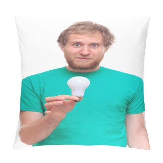 Personality  Surprised Man With Light Bulb Pillow Covers