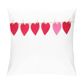 Personality  Red Hearts Paper Cut With Clothespins Pillow Covers