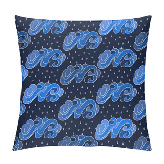 Personality  Rain Clouds Seamless Pattern. A Dark Blue Background.  Pillow Covers