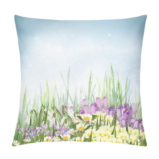 Personality  Spring Floral Background With Spring Symbol Flowers Pillow Covers
