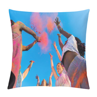Personality  Happy Friends At Holi Festival Pillow Covers
