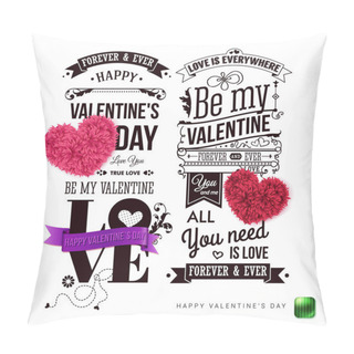 Personality  Set Of Two Vintage Style Valentines Day Cards On White Background. Various Design Elements, Typographic Text.  Vector Illustration. Pillow Covers