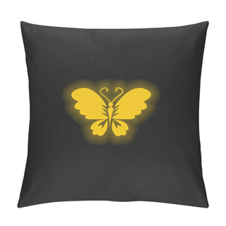 Personality  Black Butterfly Top View With Opened Wings Yellow Glowing Neon Icon Pillow Covers