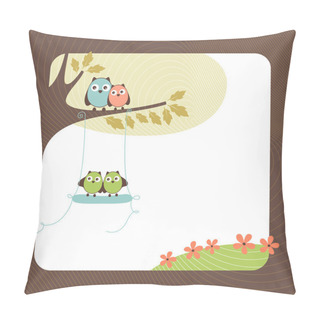 Personality  Owl Family Card Pillow Covers