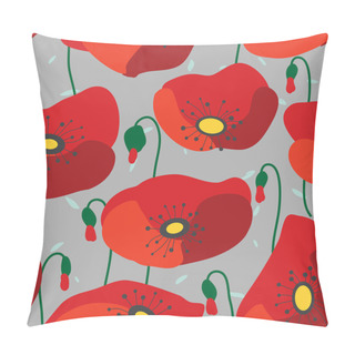 Personality  Poppy Flowers Seamless Pattern Pillow Covers