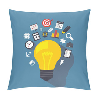 Personality  Light Bulb With Flat Icons Pillow Covers