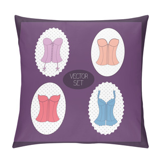 Personality  Vintage Purple Background With Lady's Corset Set Pillow Covers