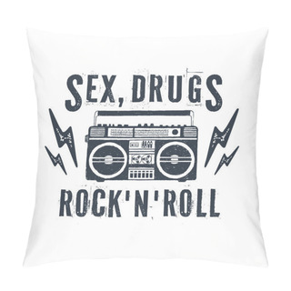 Personality  Hand Drawn 90s Themed Badge With Boombox Player Vector Illustration. Pillow Covers