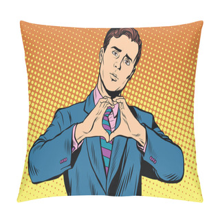 Personality  I Love You Gesture Heart Man Pillow Covers
