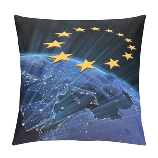 Personality  European Union City Lights. Earth Map From NASA Pillow Covers