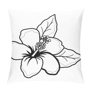 Personality  Hawaiian Hibiscus Flower. Black And White Coloring Book Page Pillow Covers