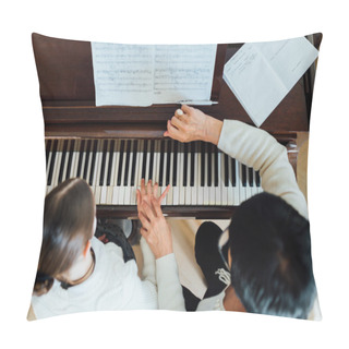 Personality   Music Teacher With The Pupil At   Lesson Piano,   Pillow Covers