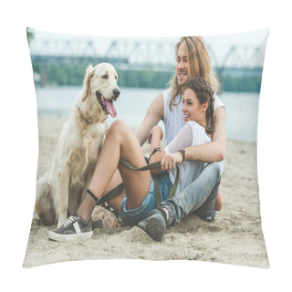 Personality  Young Couple With Dog Pillow Covers